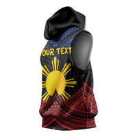 Personalized Philippines Sleeveless Hoodie Polynesian Tribal Tattoo with Filipino Flag Motif LT9 - Polynesian Pride