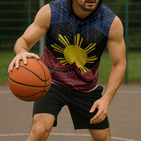 Personalized Philippines Sleeveless Hoodie Polynesian Tribal Tattoo with Filipino Flag Motif LT9 - Polynesian Pride