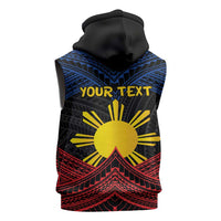 Personalized Philippines Sleeveless Zip Hoodie Polynesian Tribal Tattoo with Filipino Flag Motif LT9 - Polynesian Pride