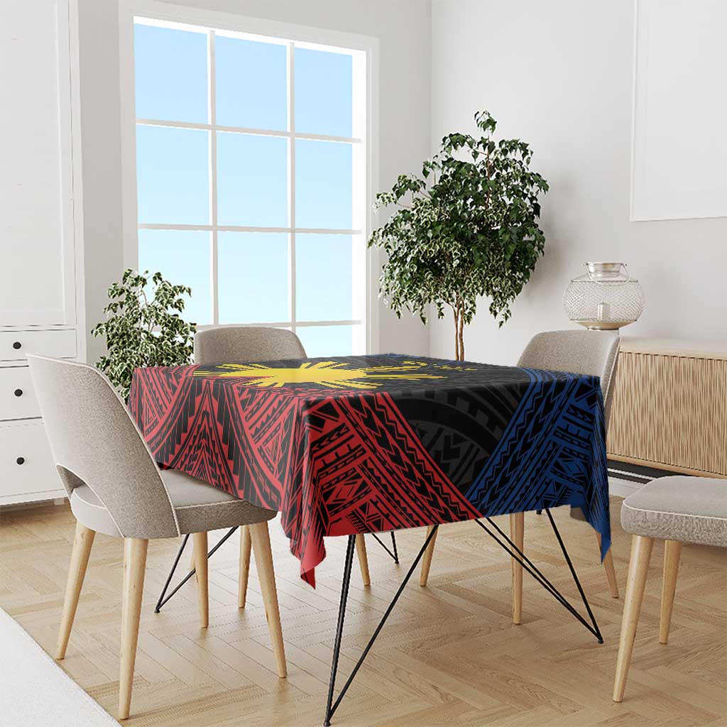 Personalized Philippines Tablecloth Polynesian Tribal Tattoo with Filipino Flag Motif LT9 - Polynesian Pride