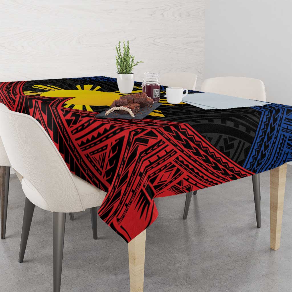 Personalized Philippines Tablecloth Polynesian Tribal Tattoo with Filipino Flag Motif LT9 - Polynesian Pride