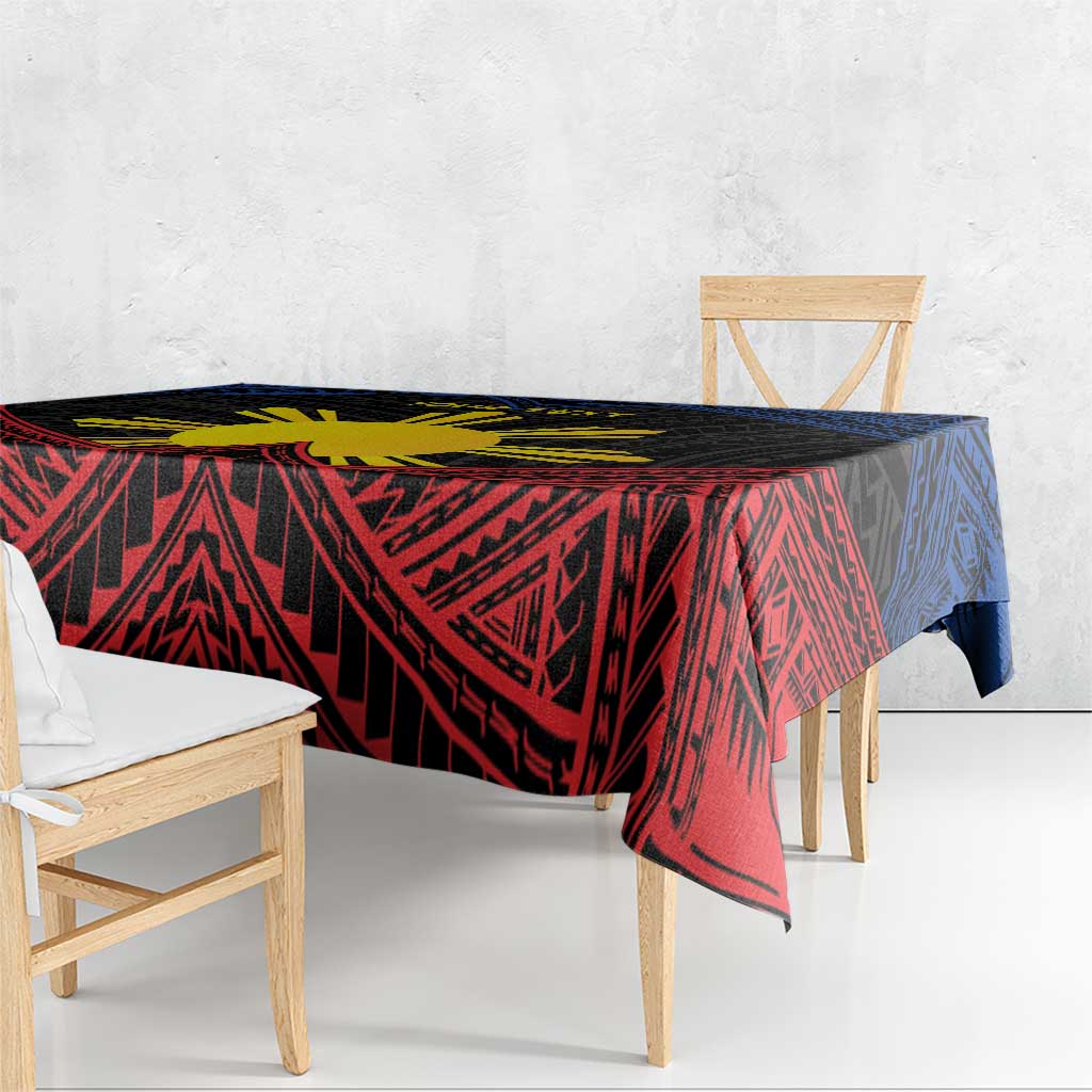 Personalized Philippines Tablecloth Polynesian Tribal Tattoo with Filipino Flag Motif LT9 - Polynesian Pride