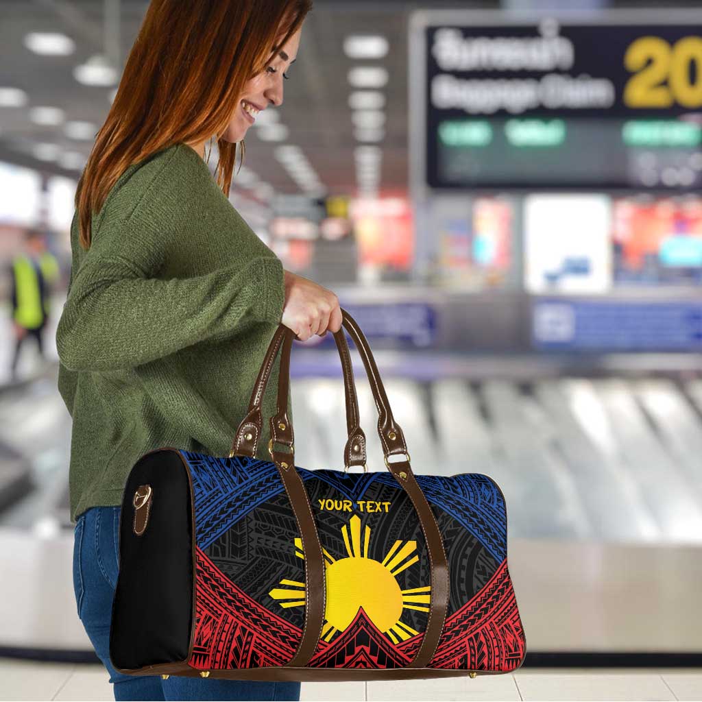 Personalized Philippines Travel Bag Polynesian Tribal Tattoo with Filipino Flag Motif - Polynesian Pride