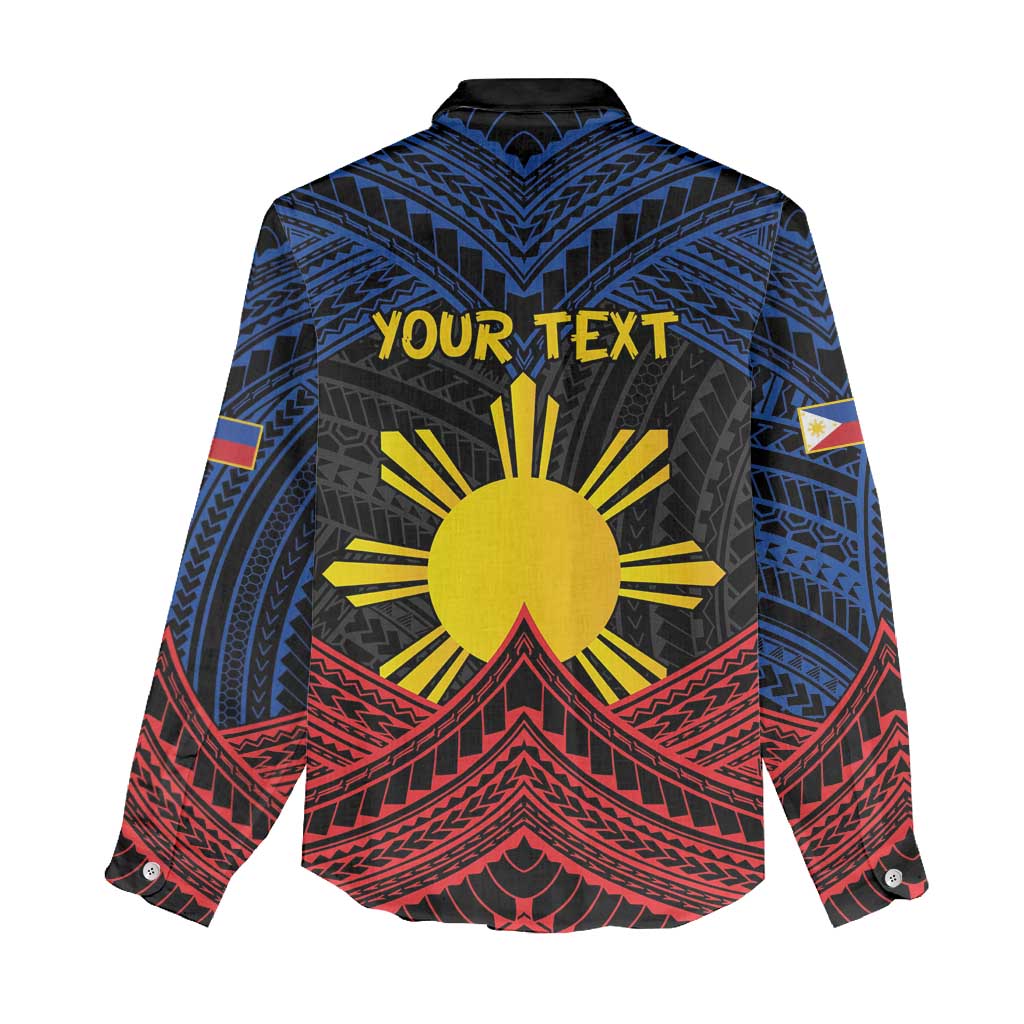 Personalized Philippines Women Casual Shirt Polynesian Tribal Tattoo with Filipino Flag Motif LT9 - Polynesian Pride