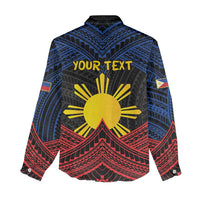 Personalized Philippines Women Casual Shirt Polynesian Tribal Tattoo with Filipino Flag Motif LT9 - Polynesian Pride