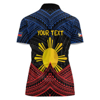 Personalized Philippines Women Polo Shirt Polynesian Tribal Tattoo with Filipino Flag Motif LT9 - Polynesian Pride