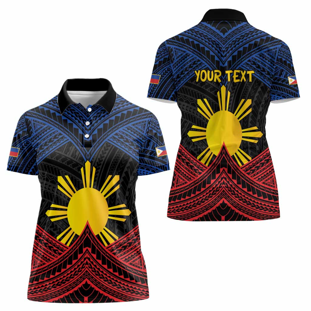 Personalized Philippines Women Polo Shirt Polynesian Tribal Tattoo with Filipino Flag Motif LT9 - Polynesian Pride