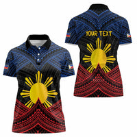 Personalized Philippines Women Polo Shirt Polynesian Tribal Tattoo with Filipino Flag Motif LT9 - Polynesian Pride