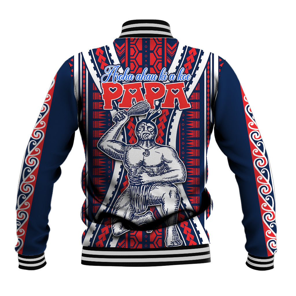 Aotearoa Father's Day Gift For Dad Baseball Jacket Aroha Ahau Ki A Koe Papa - Maori Style Pattern LT9 - Polynesian Pride