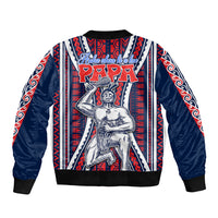 Personalised Aotearoa Father's Day Gift For Dad Sleeve Zip Bomber Jacket Aroha Ahau Ki A Koe Papa - Maori Style Pattern LT9 - Polynesian Pride