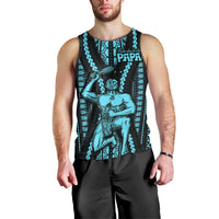 Aotearoa Father's Day Gift For Dad Men Tank Top Aroha Ahau Ki A Koe Papa - Aqua Maori Style Pattern LT9 - Polynesian Pride