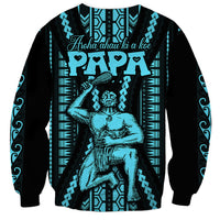 Personalised Aotearoa Father's Day Gift For Dad Sweatshirt Aroha Ahau Ki A Koe Papa - Aqua Maori Style Pattern LT9 - Polynesian Pride