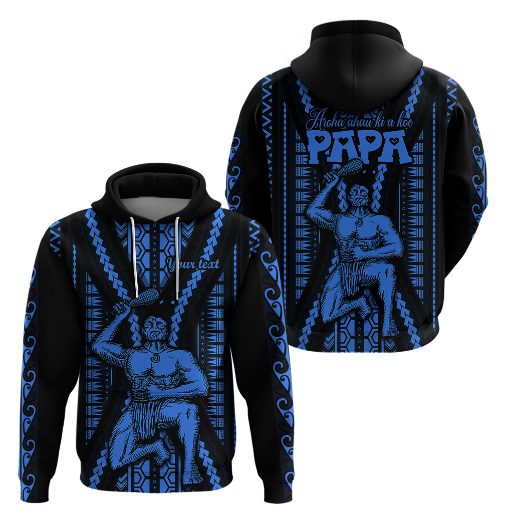 Custom Aotearoa Fathers Day Gift For Dad Hoodie Aroha Ahau Ki A Koe Papa Blue Maori Style Pattern LT9 - Polynesian Pride