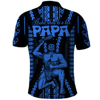 Custom Aotearoa Fathers Day Gift For Dad Polo Shirt Aroha Ahau Ki A Koe Papa Blue Maori Style Pattern LT9 - Polynesian Pride