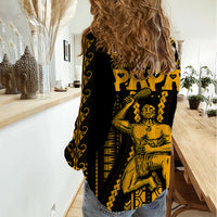 Aotearoa Father's Day Gift For Dad Women Casual Shirt Aroha Ahau Ki A Koe Papa - Gold Maori Style Pattern LT9 - Polynesian Pride