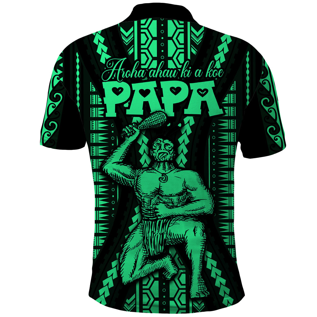 Custom Maori Fathers Day New Zealand Polo Shirt Aroha Ahau Ki A Koe Papa Green LT9 - Polynesian Pride