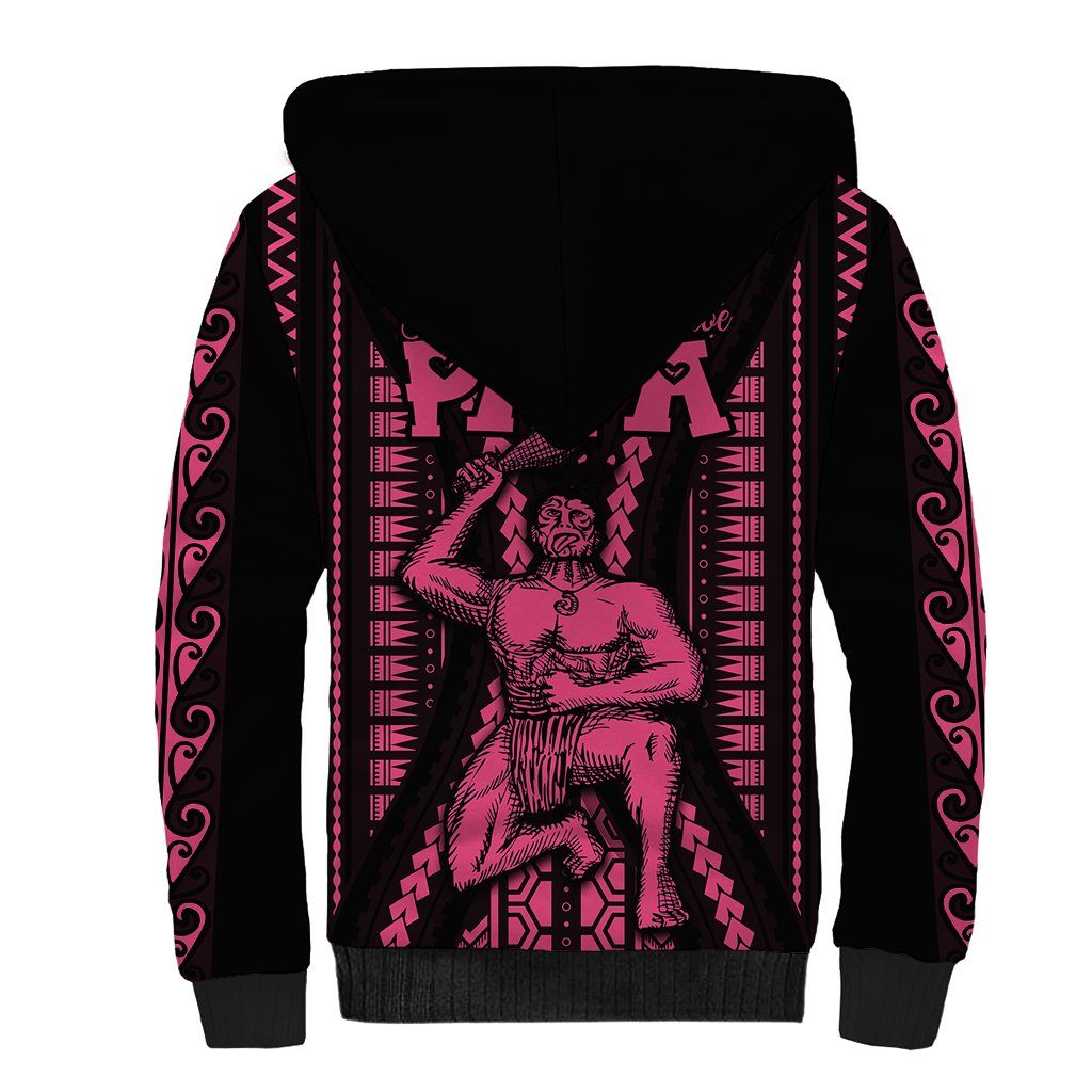 Custom Maori Fathers Day New Zealand Sherpa Hoodie Aroha Ahau Ki A Koe Papa - Pink LT9 - Polynesian Pride