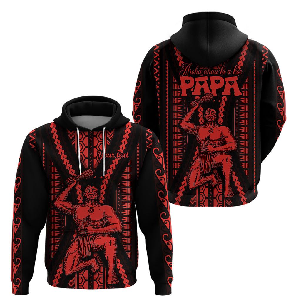 Custom Maori Fathers Day New Zealand Hoodie Aroha Ahau Ki A Koe Papa Red LT9 - Polynesian Pride