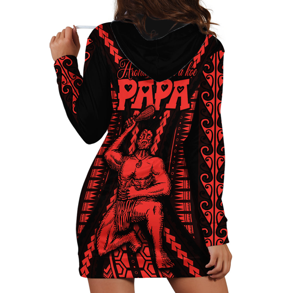 Custom Maori Fathers Day New Zealand Hoodie Dress Aroha Ahau Ki A Koe Papa - Red LT9 - Polynesian Pride