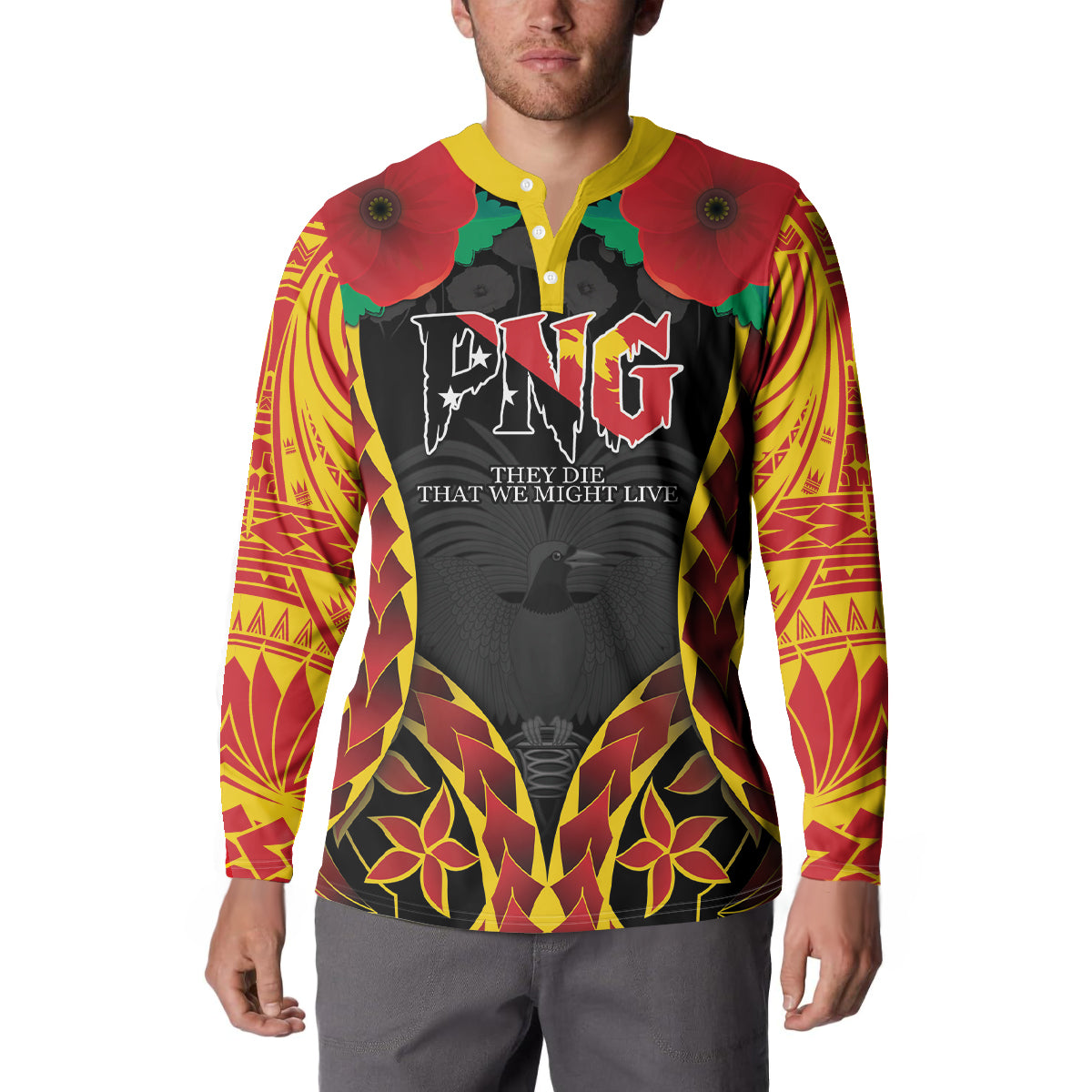 Personalised Papua New Guinea Remembrance Day Button Sweatshirt