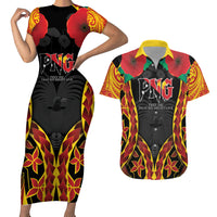 Personalised Papua New Guinea Remembrance Day Couples Matching Short Sleeve Bodycon Dress and Hawaiian Shirt LT9 Red - Polynesian Pride