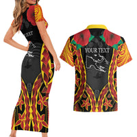 Personalised Papua New Guinea Remembrance Day Couples Matching Short Sleeve Bodycon Dress and Hawaiian Shirt LT9 - Polynesian Pride