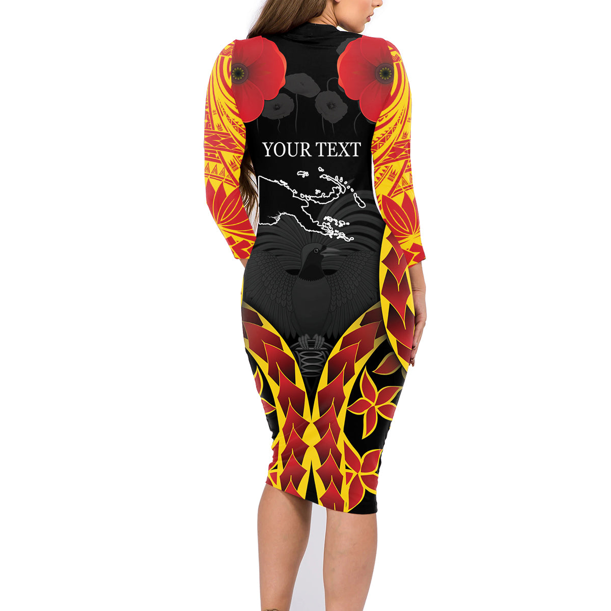 Personalised Papua New Guinea Remembrance Day Family Matching Long Sleeve Bodycon Dress and Hawaiian Shirt LT9 - Polynesian Pride