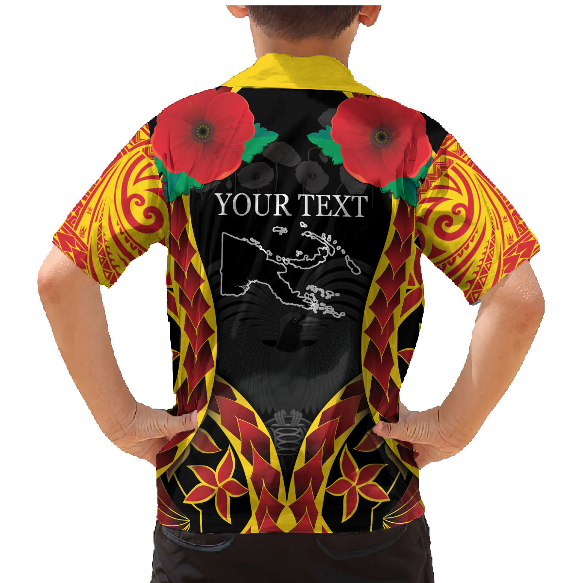 Personalised Papua New Guinea Remembrance Day Family Matching Mermaid Dress and Hawaiian Shirt LT9 - Polynesian Pride