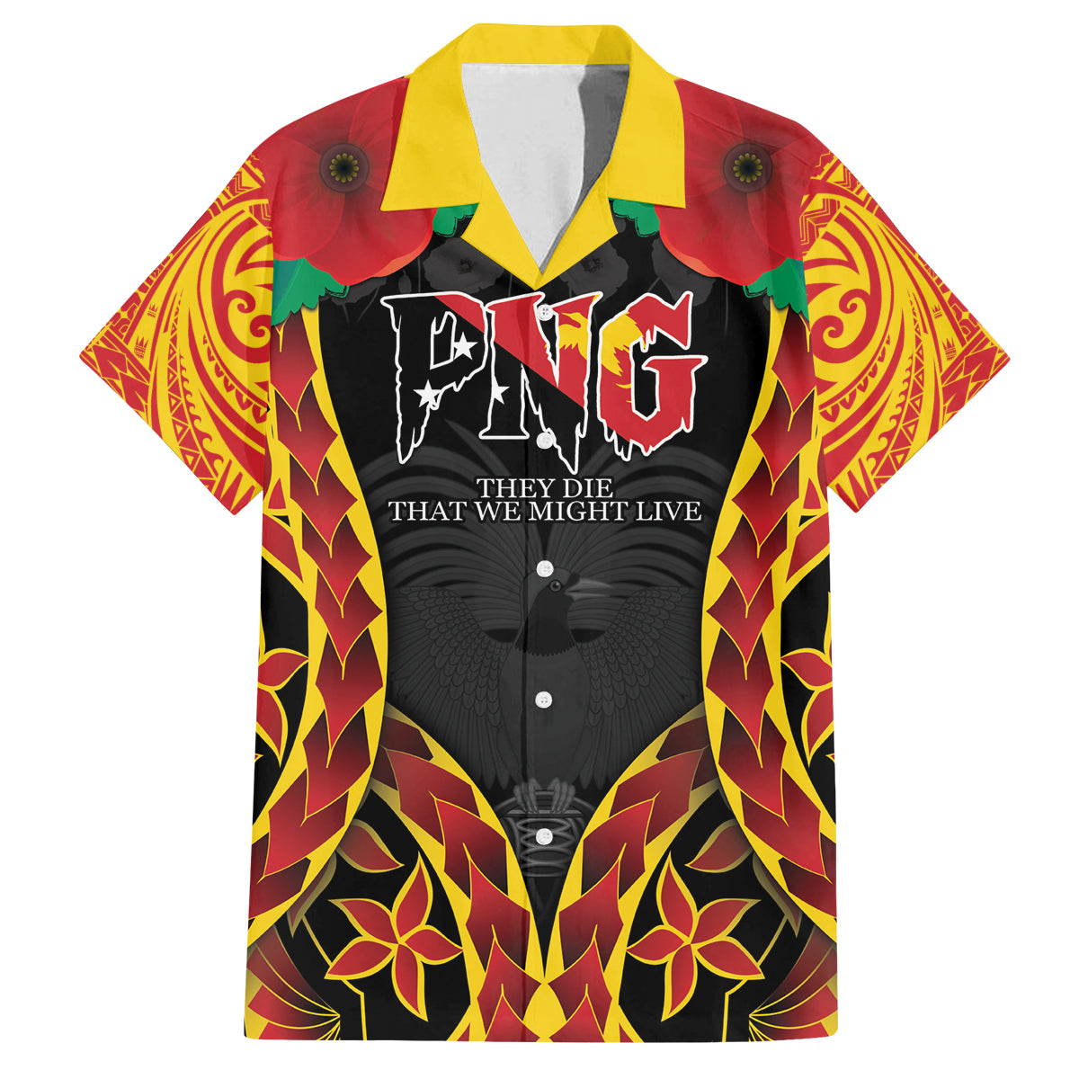 Personalised Papua New Guinea Remembrance Day Family Matching Off The Shoulder Long Sleeve Dress and Hawaiian Shirt LT9 Dad's Shirt - Short Sleeve Red - Polynesian Pride