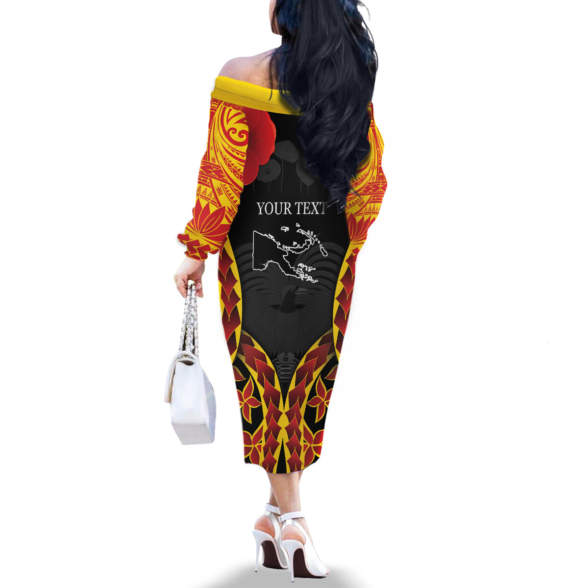 Personalised Papua New Guinea Remembrance Day Family Matching Off The Shoulder Long Sleeve Dress and Hawaiian Shirt LT9 - Polynesian Pride