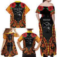 Personalised Papua New Guinea Remembrance Day Family Matching Off Shoulder Maxi Dress and Hawaiian Shirt LT9 - Polynesian Pride