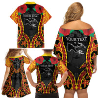 Personalised Papua New Guinea Remembrance Day Family Matching Off Shoulder Short Dress and Hawaiian Shirt LT9 - Polynesian Pride