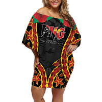 Personalised Papua New Guinea Remembrance Day Family Matching Off Shoulder Short Dress and Hawaiian Shirt LT9 Mom's Dress Red - Polynesian Pride
