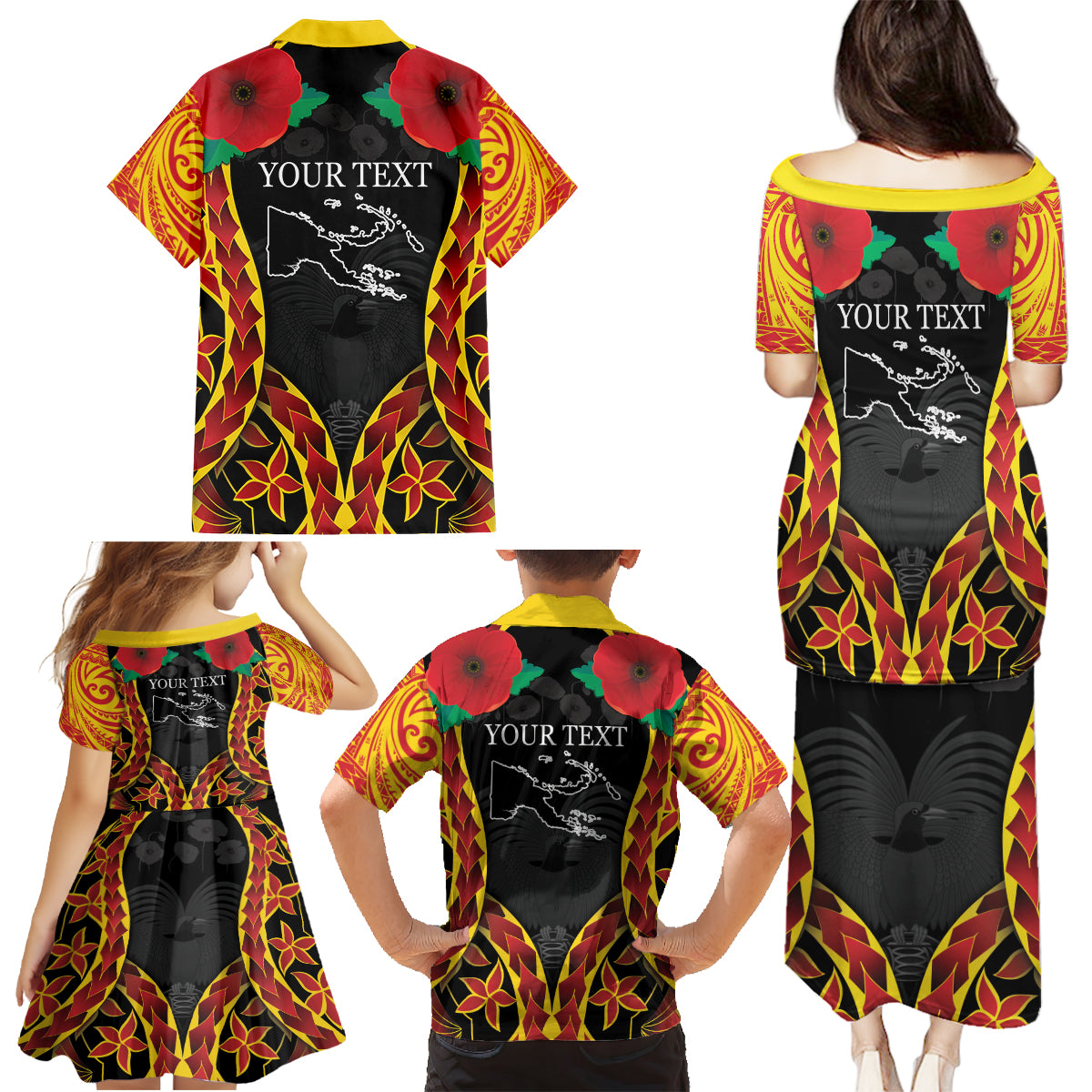 Personalised Papua New Guinea Remembrance Day Family Matching Puletasi and Hawaiian Shirt LT9 - Polynesian Pride