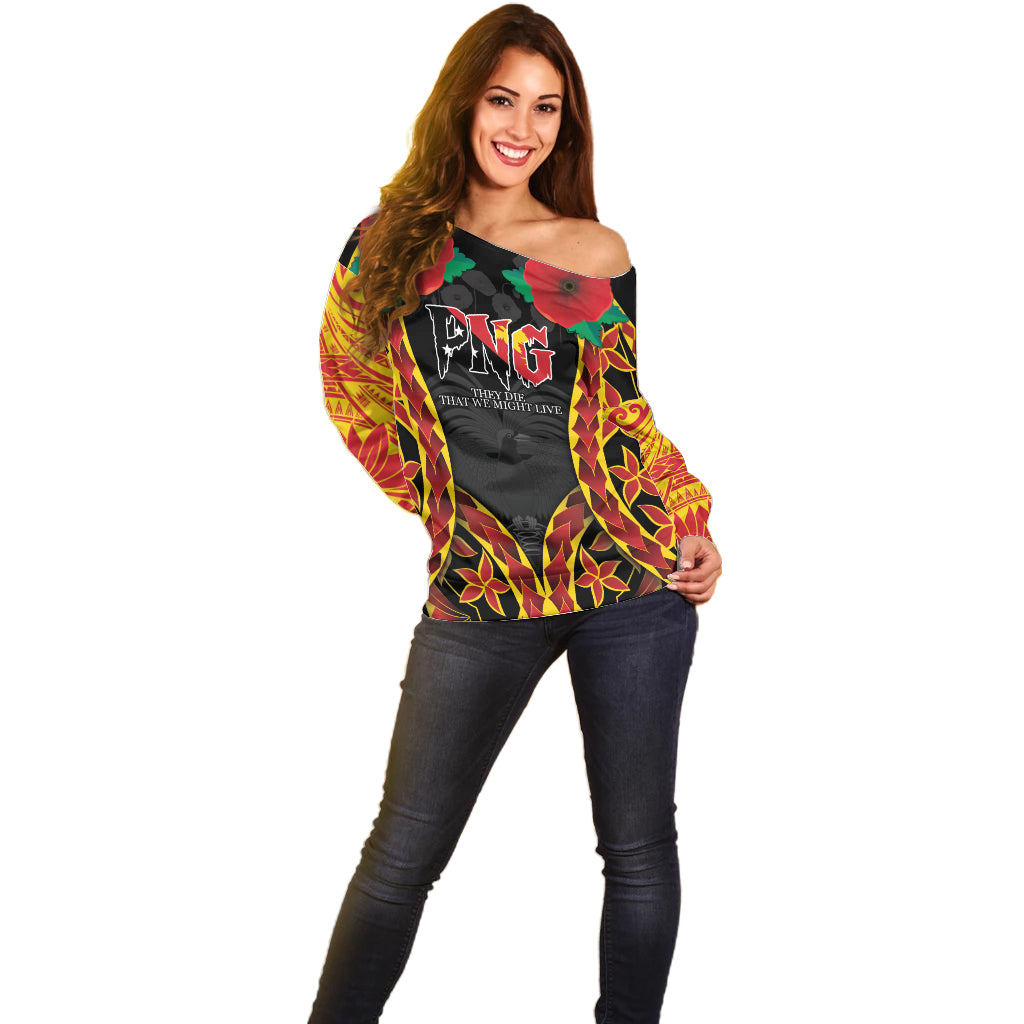 Personalised Papua New Guinea Remembrance Day Off Shoulder Sweater