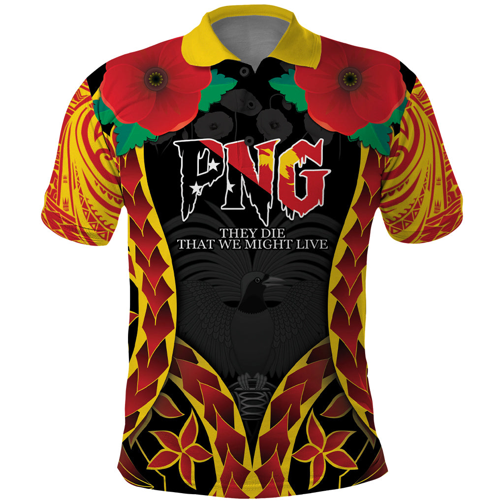 Personalised Papua New Guinea Remembrance Day Polo Shirt LT9 Red - Polynesian Pride