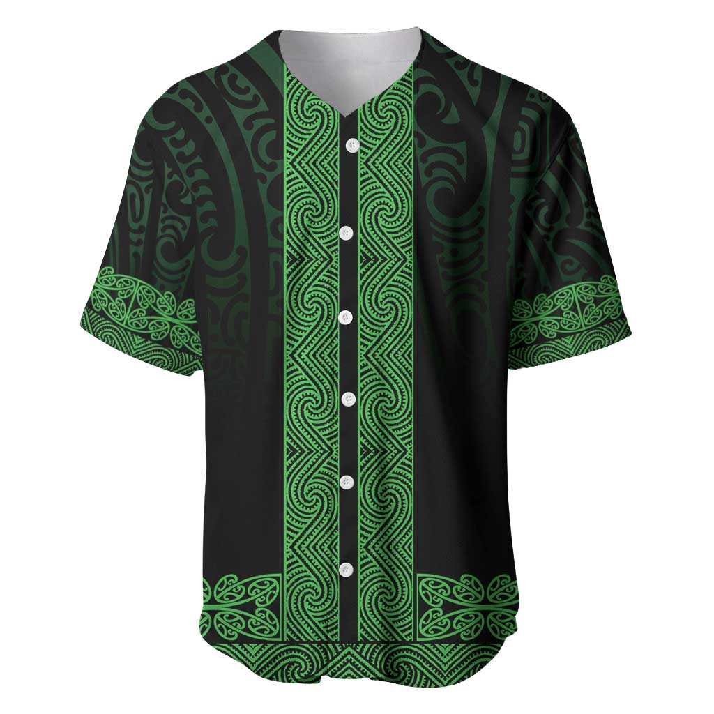 New Zealand Maori Kowhaiwhai Baseball Jersey Kakariki Maui and Mangopare LT9 Green - Polynesian Pride