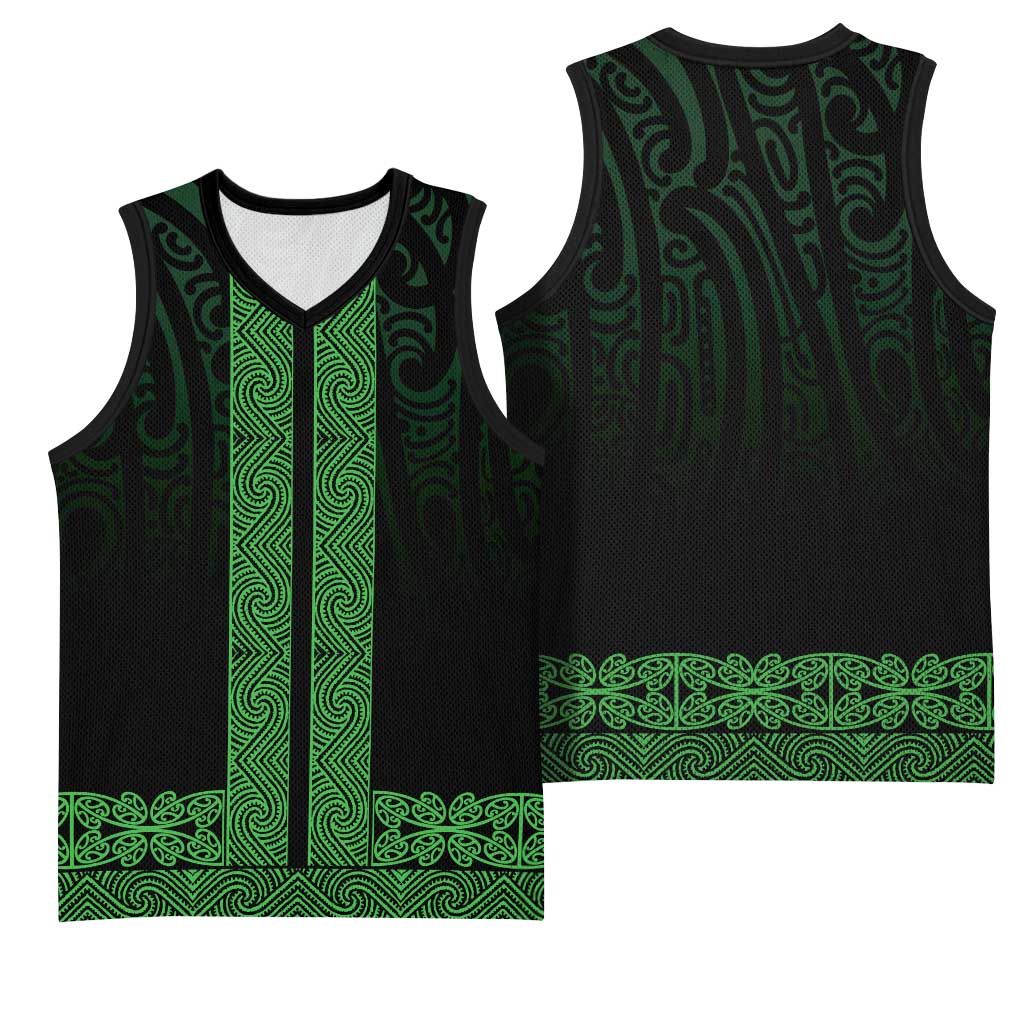 New Zealand Maori Kowhaiwhai Basketball Jersey Kakariki Maui and Mangopare LT9 - Polynesian Pride
