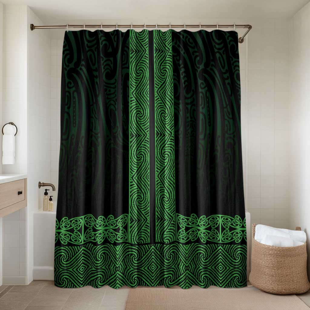New Zealand Maori Kowhaiwhai Bathroom Set Kakariki Maui and Mangopare LT9 Shower Curtain Only Green - Polynesian Pride