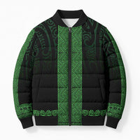 New Zealand Maori Kowhaiwhai Bomber Puffer Jacket Kakariki Maui and Mangopare LT9 Unisex Green - Polynesian Pride