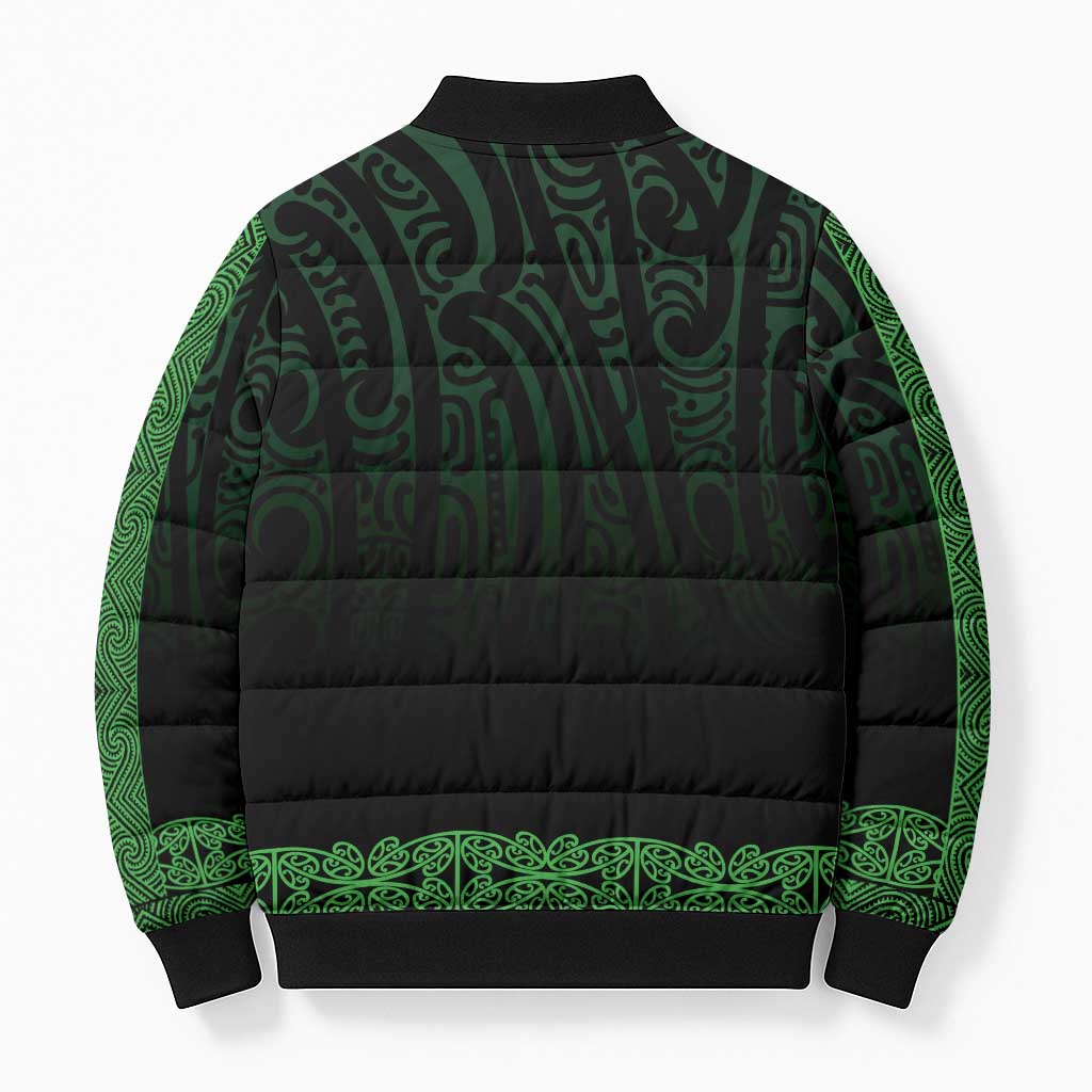 New Zealand Maori Kowhaiwhai Bomber Puffer Jacket Kakariki Maui and Mangopare LT9 - Polynesian Pride