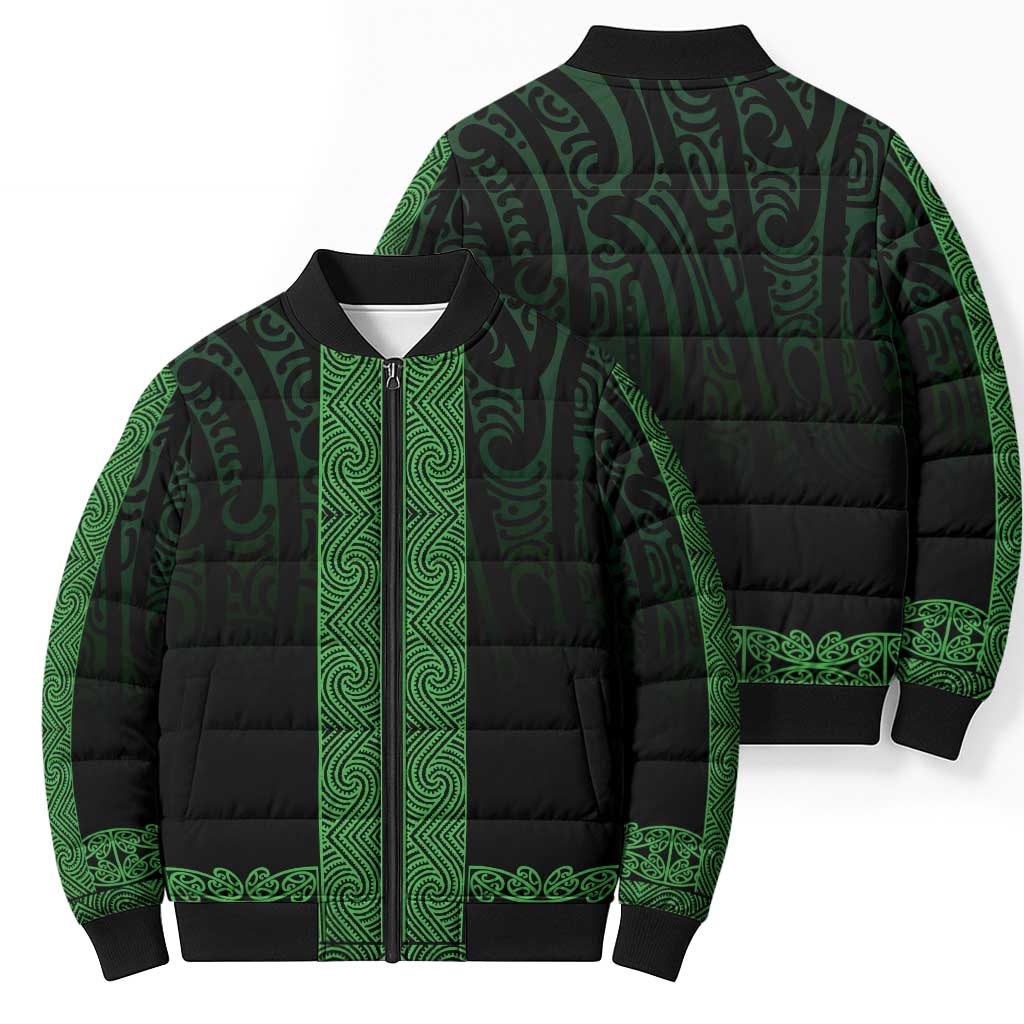 New Zealand Maori Kowhaiwhai Bomber Puffer Jacket Kakariki Maui and Mangopare LT9 - Polynesian Pride
