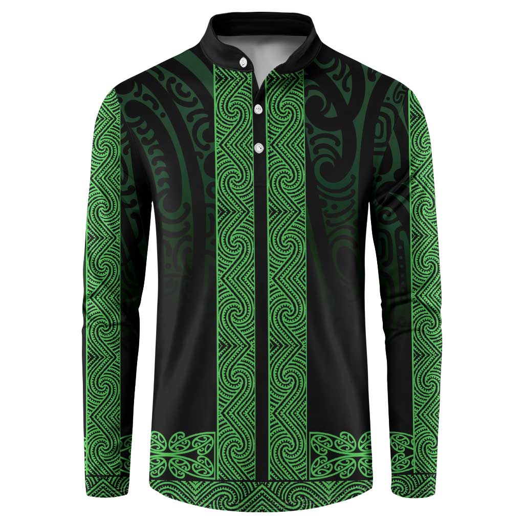 New Zealand Maori Kowhaiwhai Button Sweatshirt Kakariki Maui and Mangopare LT9 Green - Polynesian Pride