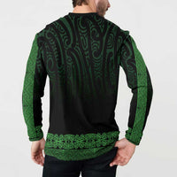 New Zealand Maori Kowhaiwhai Button Sweatshirt Kakariki Maui and Mangopare LT9 - Polynesian Pride