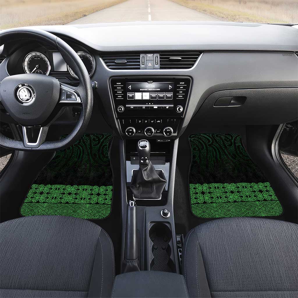 New Zealand Maori Kowhaiwhai Car Mats Kakariki Maui and Mangopare LT9 Set 2pcs - Front Green - Polynesian Pride
