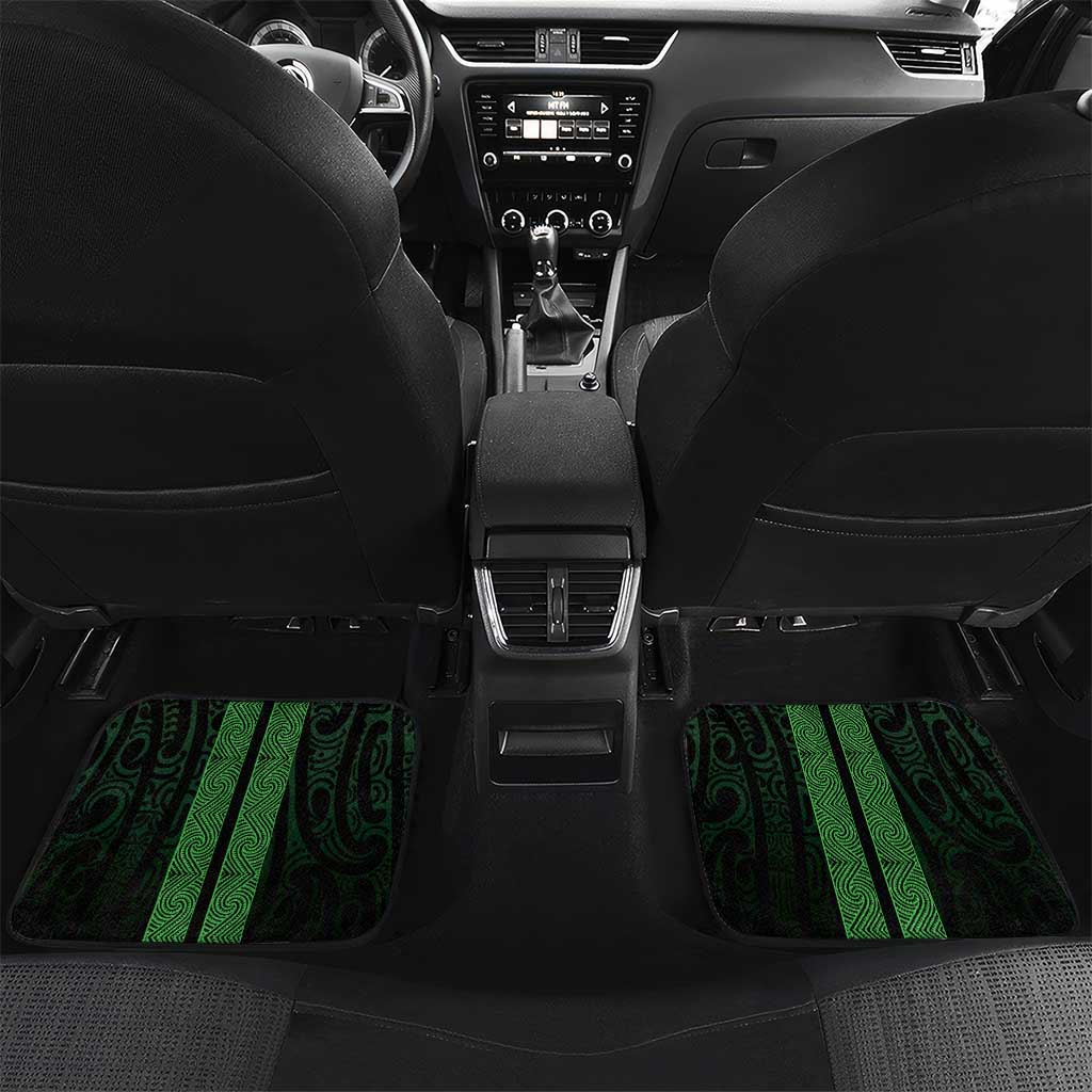New Zealand Maori Kowhaiwhai Car Mats Kakariki Maui and Mangopare LT9 Set 2pcs - Back Green - Polynesian Pride
