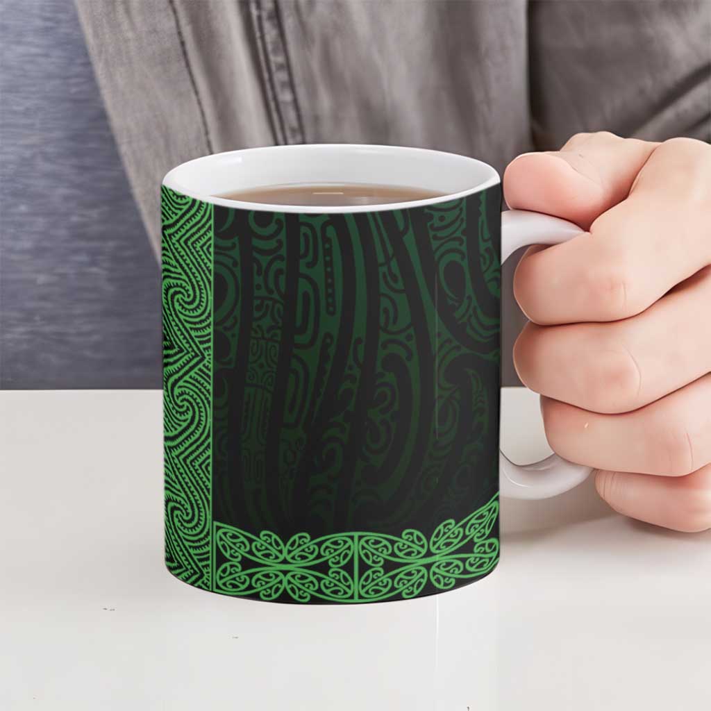 New Zealand Maori Kowhaiwhai Ceramic Mug Kakariki Maui and Mangopare LT9 - Polynesian Pride