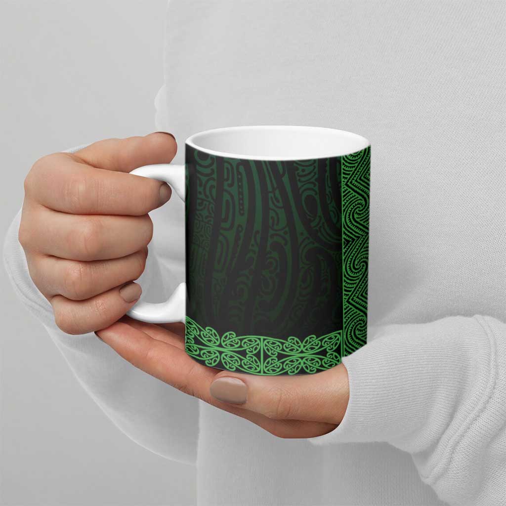 New Zealand Maori Kowhaiwhai Ceramic Mug Kakariki Maui and Mangopare LT9 - Polynesian Pride