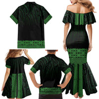 New Zealand Maori Kowhaiwhai Family Matching Mermaid Dress and Hawaiian Shirt Kakariki Maui and Mangopare LT9 - Polynesian Pride