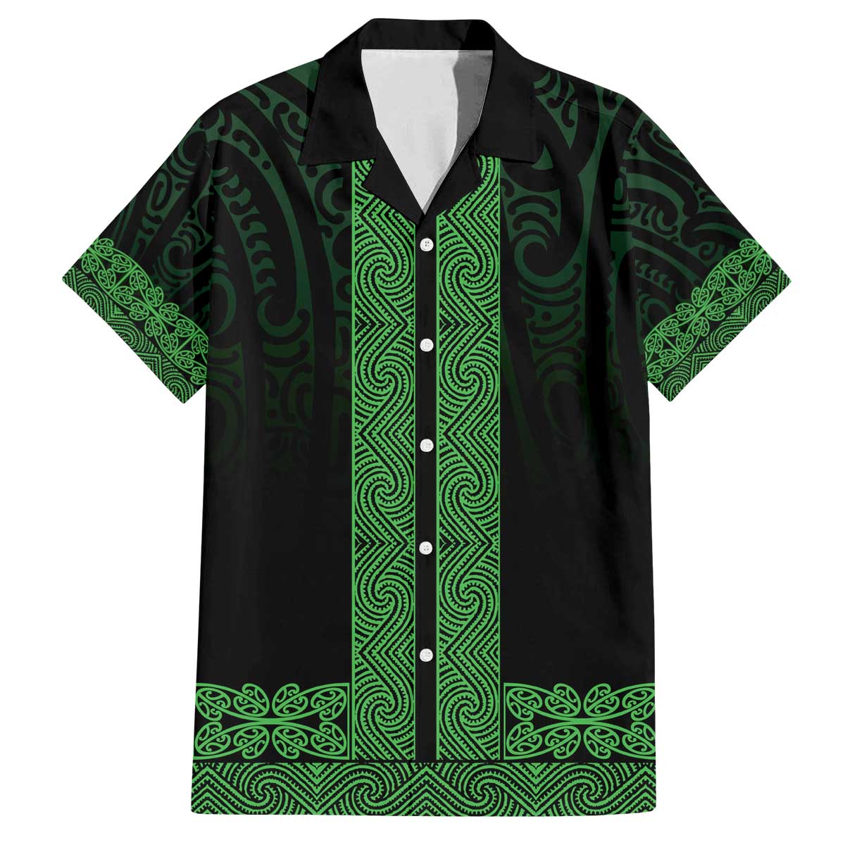 New Zealand Maori Kowhaiwhai Family Matching Off The Shoulder Long Sleeve Dress and Hawaiian Shirt Kakariki Maui and Mangopare LT9 Dad's Shirt - Short Sleeve Green - Polynesian Pride